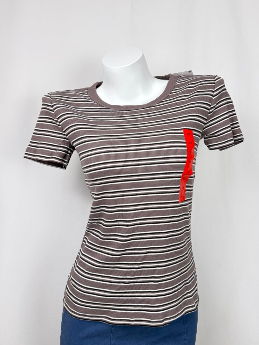 🔥4 for $20🔥 George Women Striped Iron Short Sleeve T-Shirt XS S M L XXL